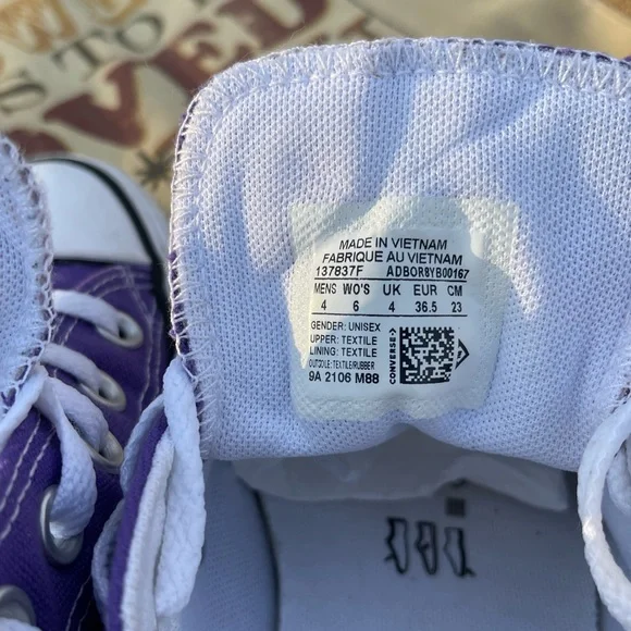 Converse Chuck Taylor All Star Low Top Purple M-4 W-6 Pre-Owned Unisex Sneaker - Picture 4 of 8
